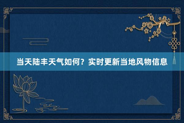 当天陆丰天气如何？实时更新当地风物信息